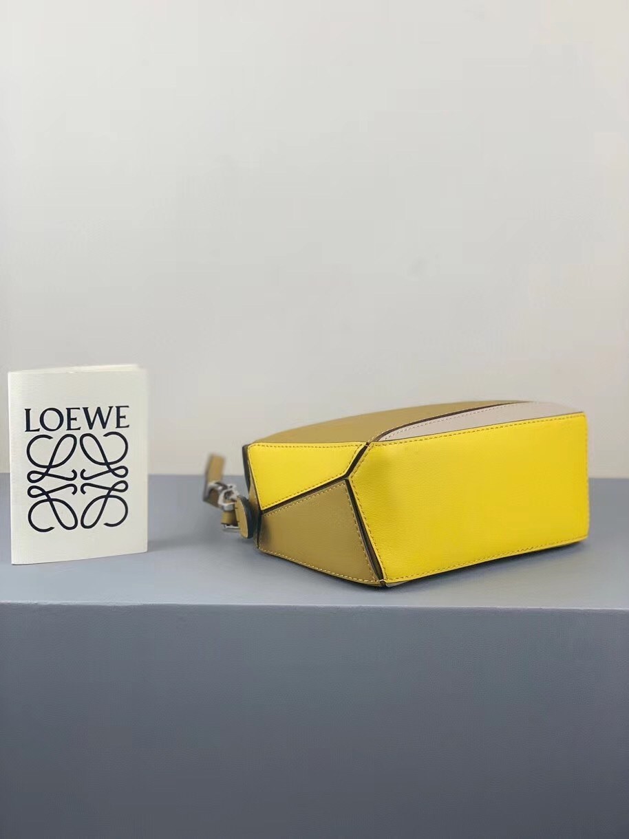 Loewe Mini Puzzle Bag In Ochre/White/Yellow Calfskin 771