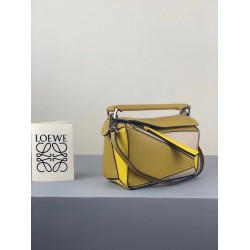 Loewe Mini Puzzle Bag In Ochre/White/Yellow Calfskin 771