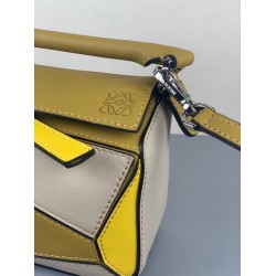 Loewe Mini Puzzle Bag In Ochre/White/Yellow Calfskin 771