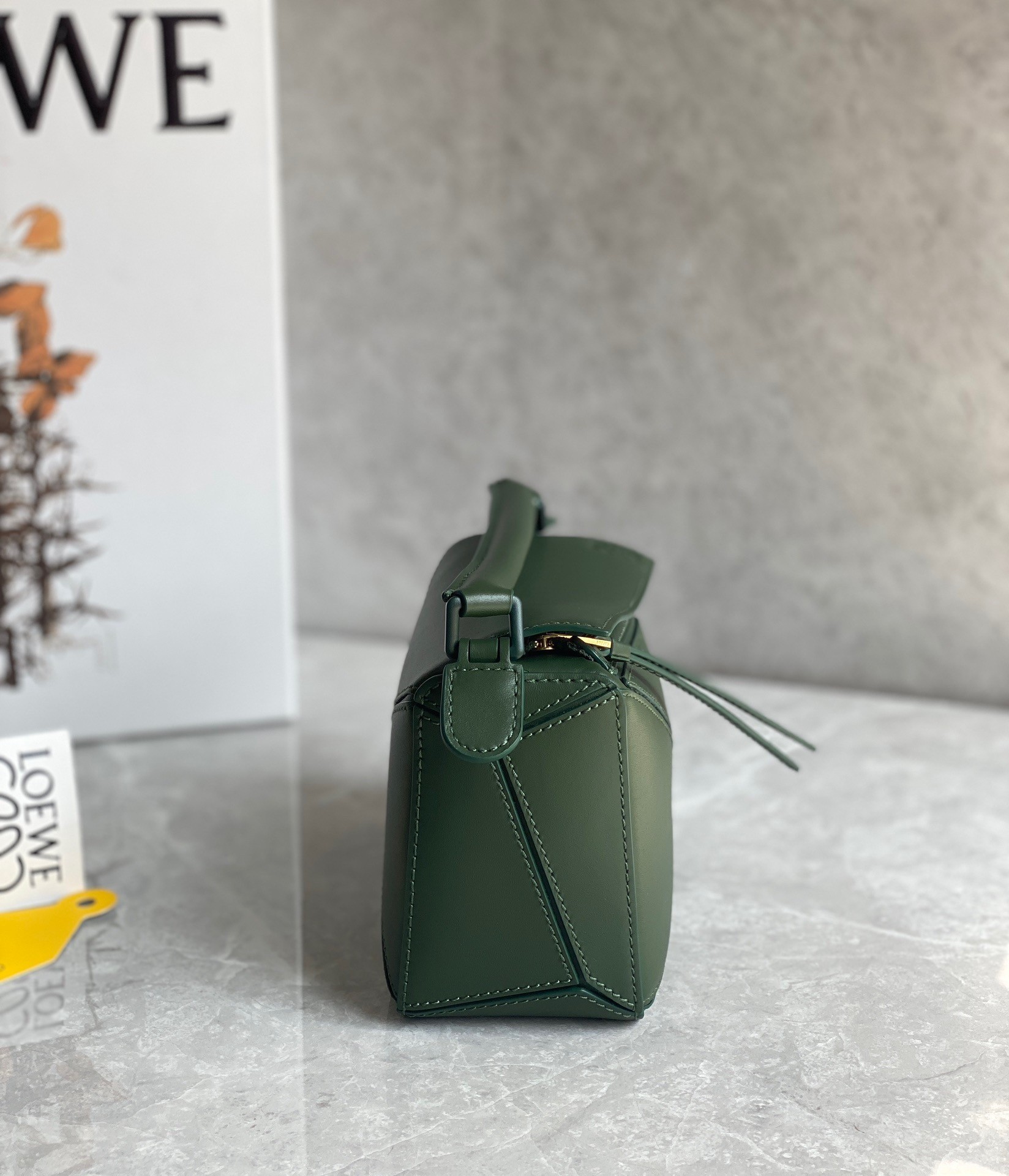 Loewe Puzzle Mini Bag In Vintage Khaki Satin Calfskin 211