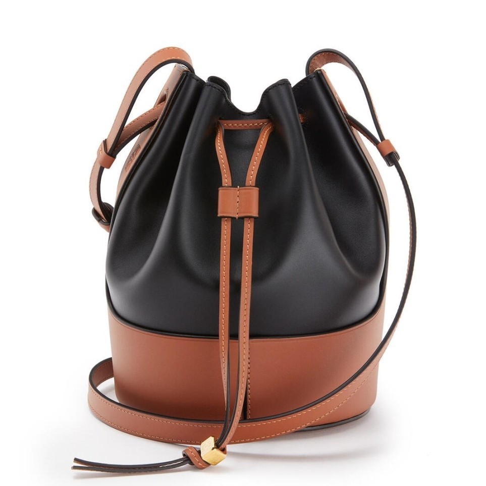 Loewe Small Balloon Bucket Bag In Black/Tan Calfskin 239