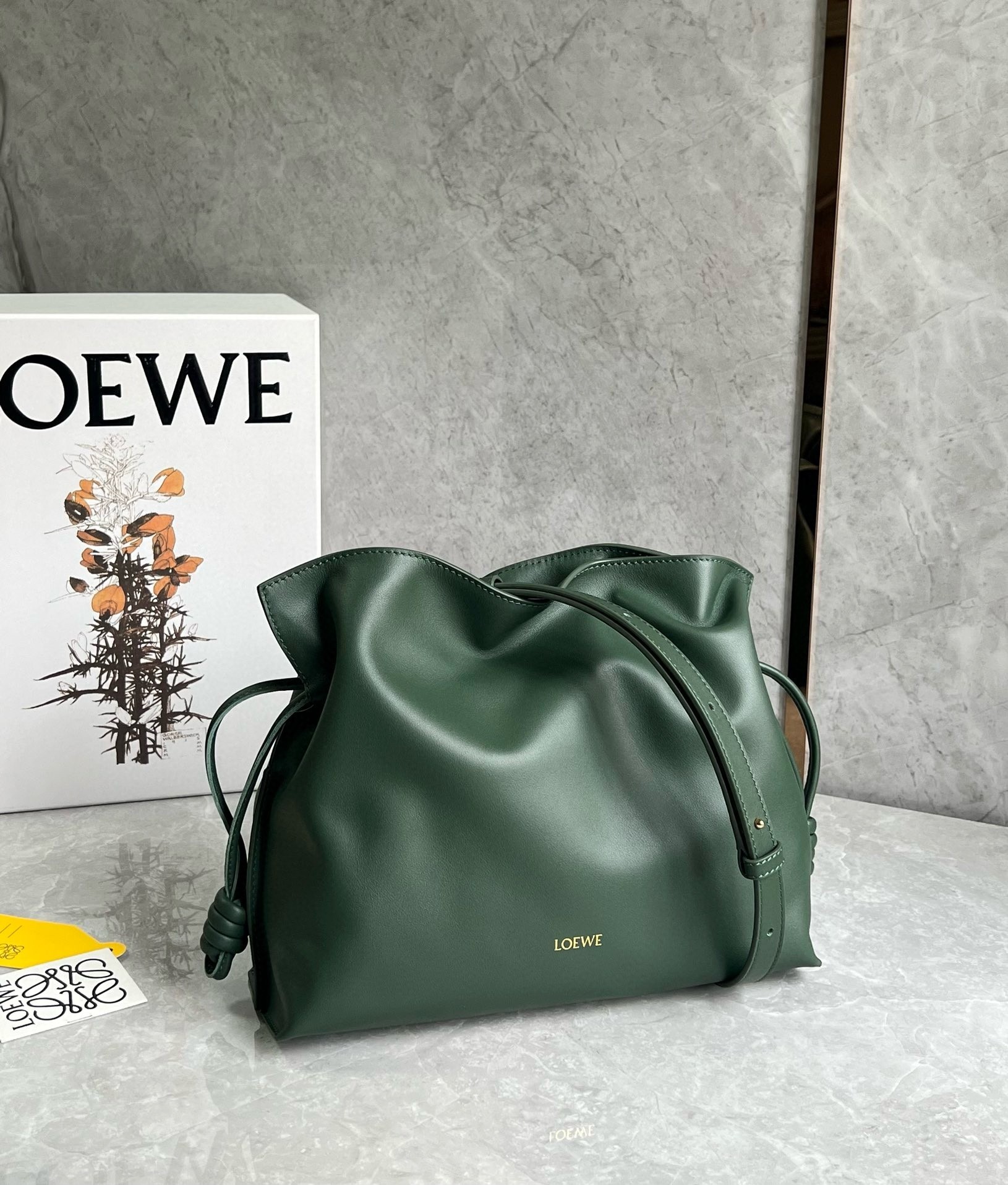 Loewe Flamenco Clutch Bag in Bottle Green Nappa Calfskin  315