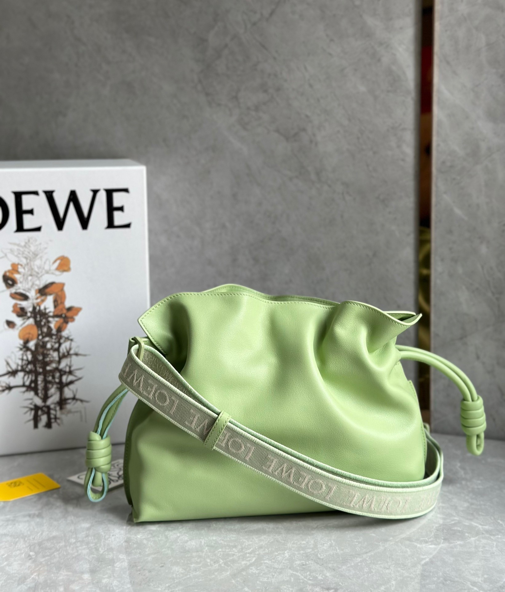 Loewe Flamenco Clutch Bag In Lime Green Leather 383