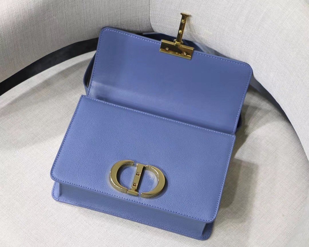 Dior 30 Montaigne Bag In Denim Blue Grained Calfskin 253