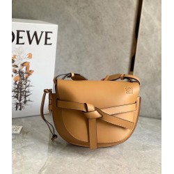 Loewe Small Gate Bag In Brown Calfskin and Jacquard 300