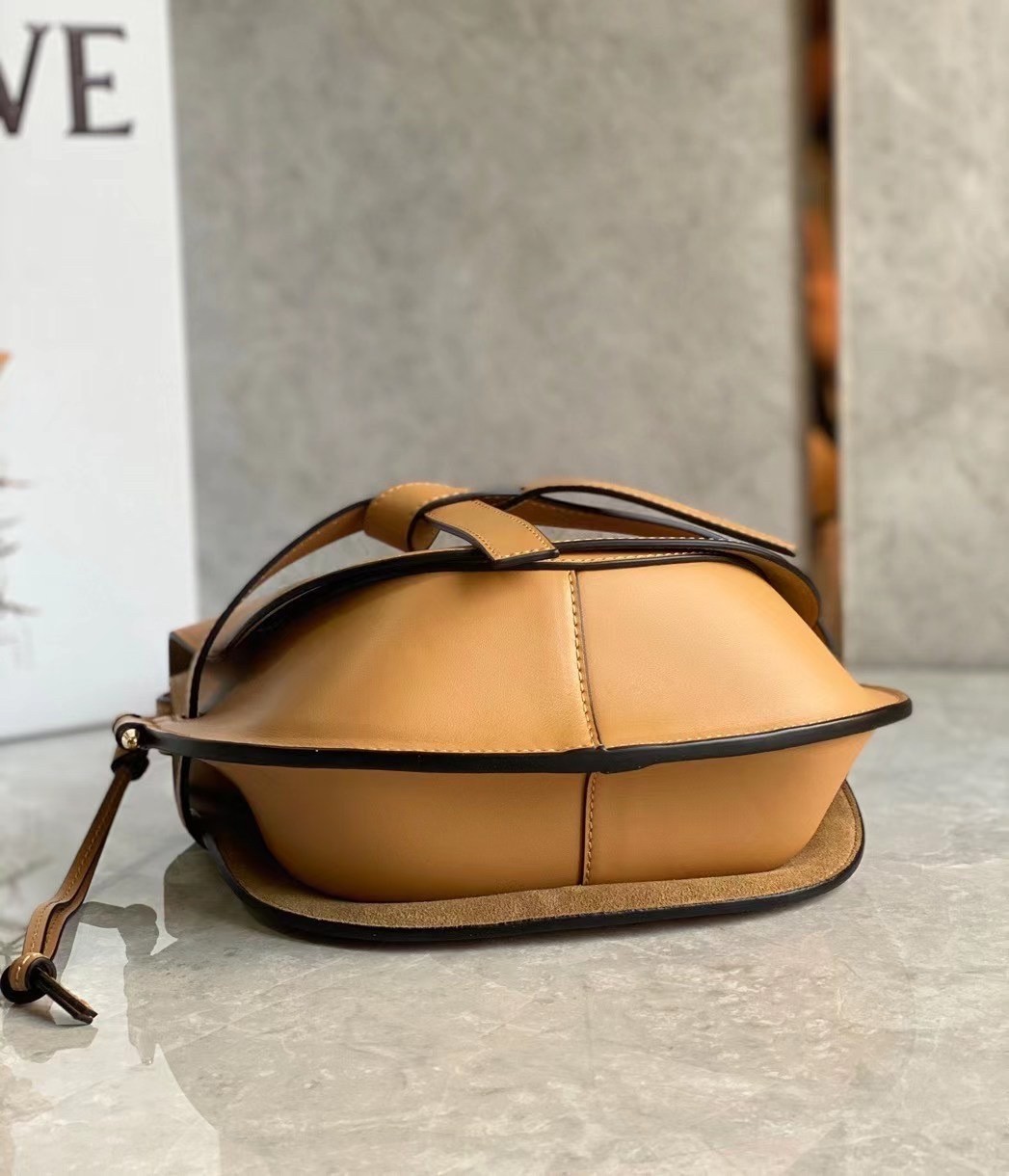 Loewe Small Gate Bag In Brown Calfskin and Jacquard 300