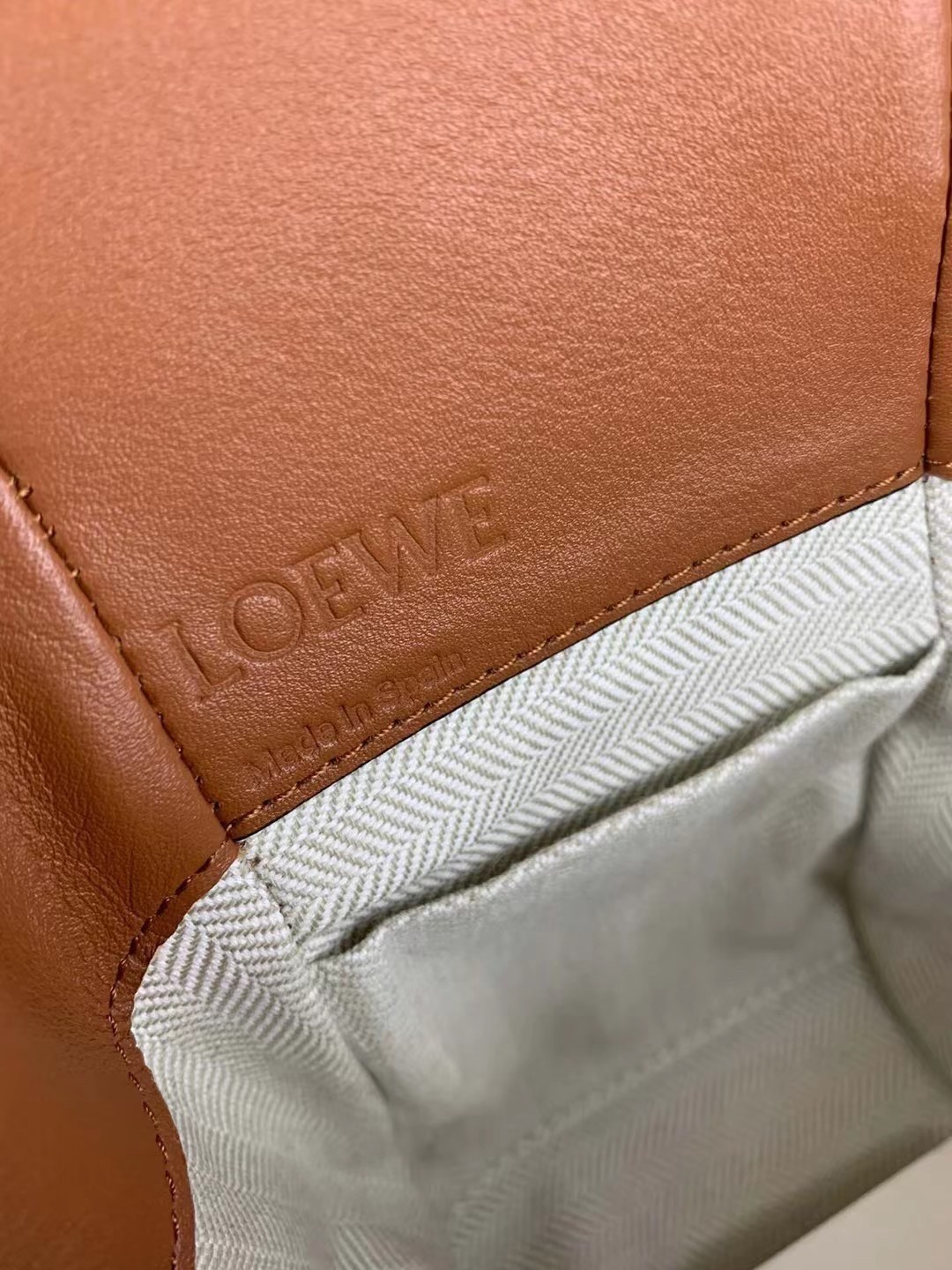 Loewe Mini Hammock Drawstring Bag In Brown Calfskin 339