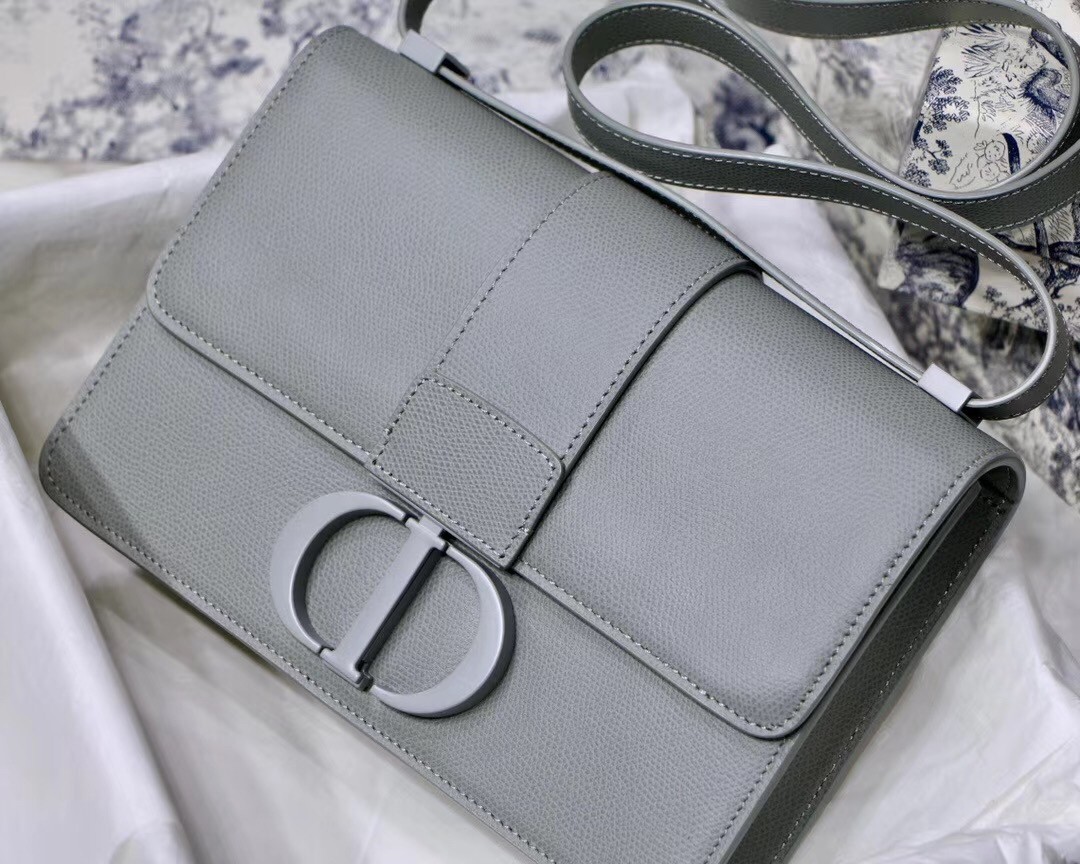 Dior 30 Montaigne Bag In Grey Ultra Matte Grained Calfskin 246