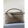 Loewe Large Puzzle Bag In Khaki Grained Leather 394