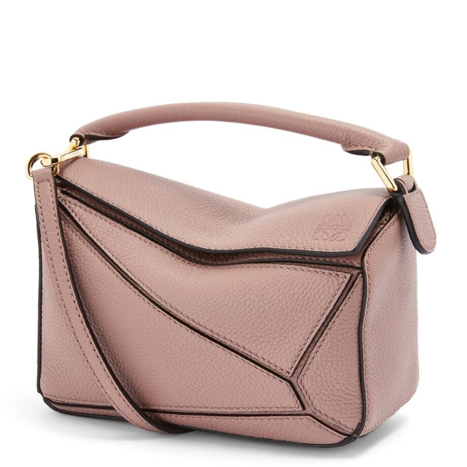 Loewe Puzzle Mini Bag In Dark Blush Grained Calfskin  225