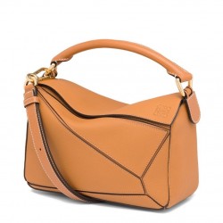 Loewe Small Puzzle Bag In Tan Grained Calfskin 250