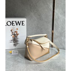 Loewe Puzzle Small Bag in Multicolor Angora and Beige Calfskin 298