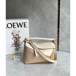 Loewe Puzzle Small Bag in Multicolor Angora and Beige Calfskin 298