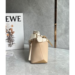 Loewe Puzzle Small Bag in Multicolor Angora and Beige Calfskin 298