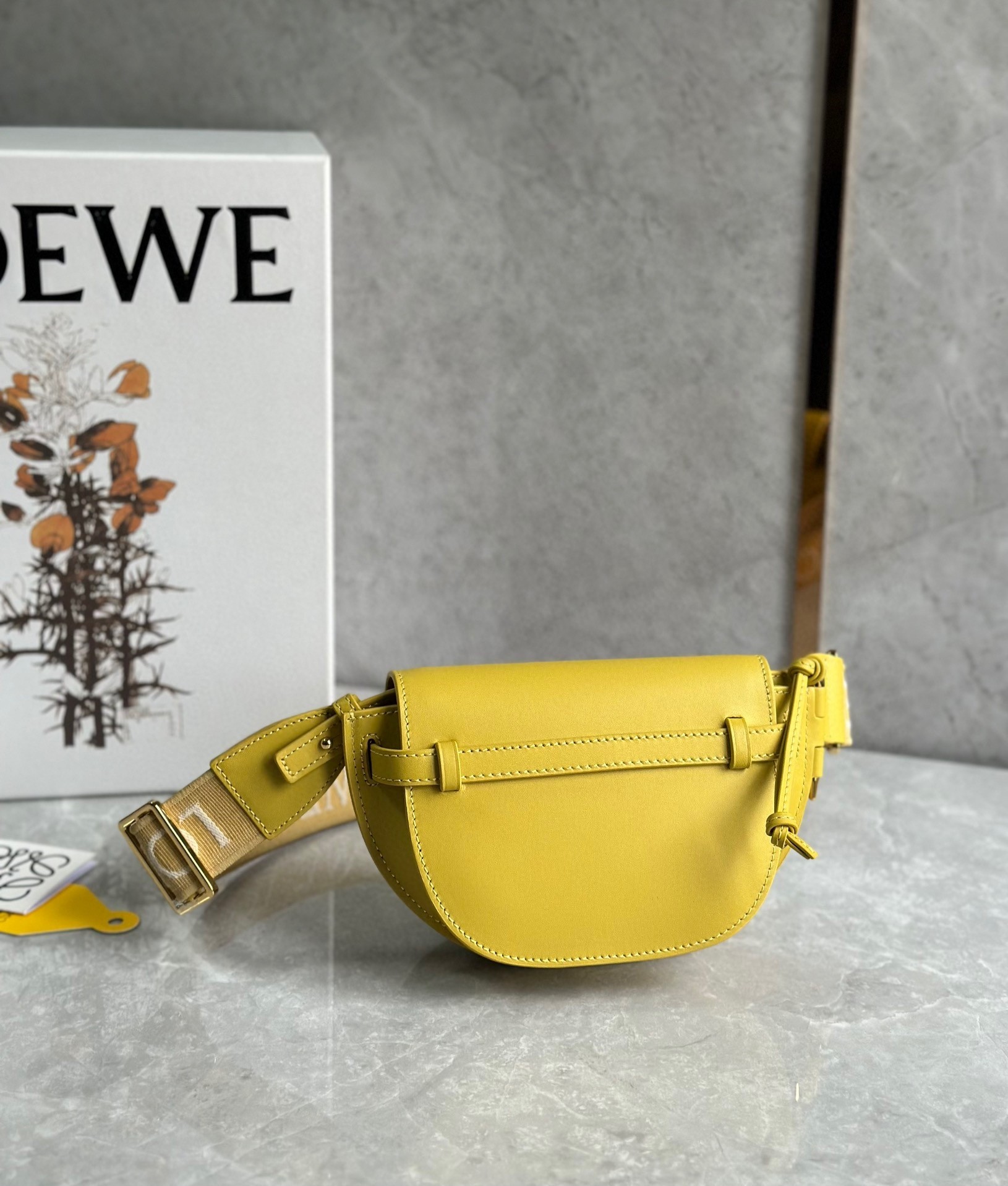 Loewe Gate Dual Mini Bag in Yellow Calfskin 634