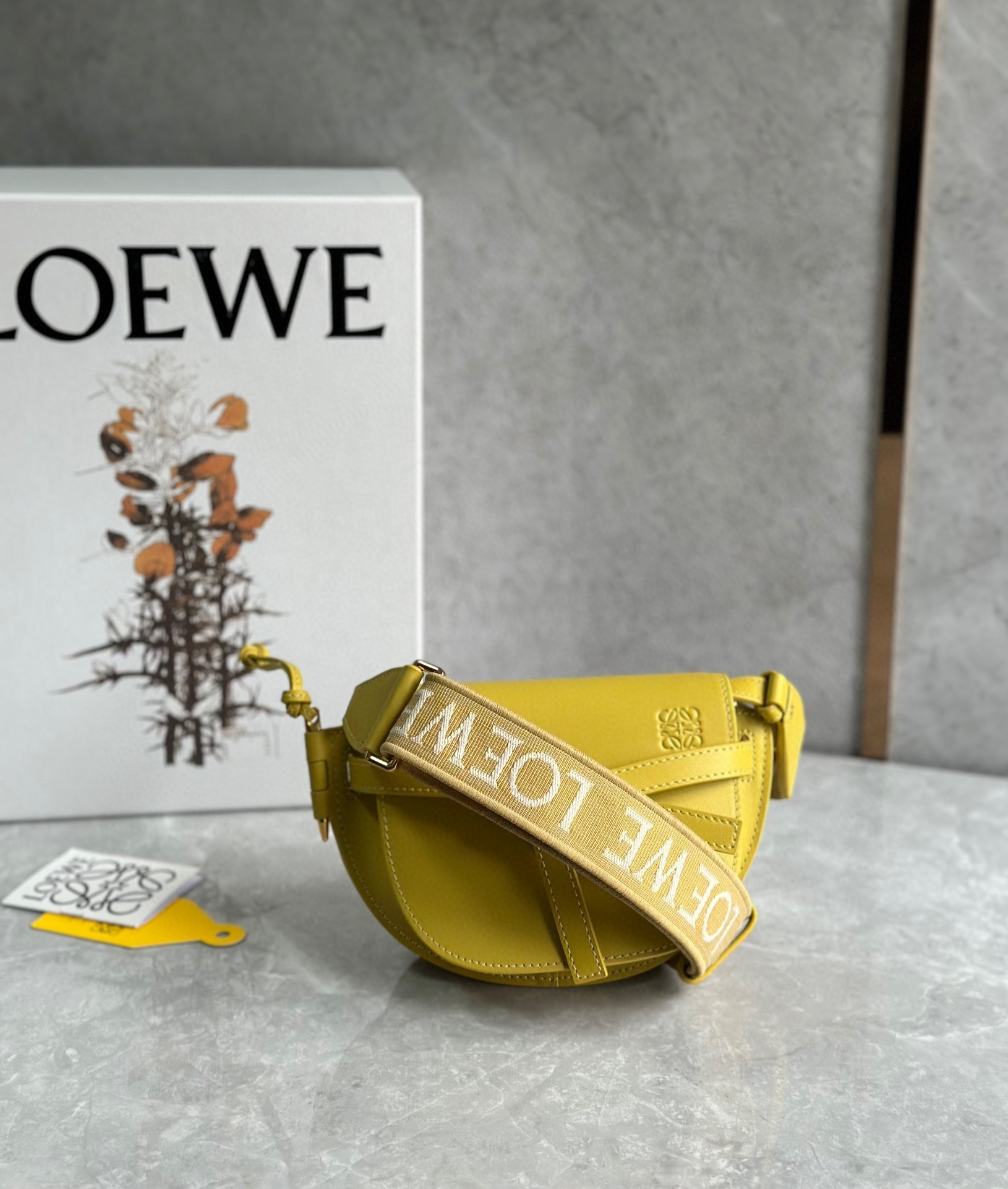 Loewe Gate Dual Mini Bag in Yellow Calfskin 634