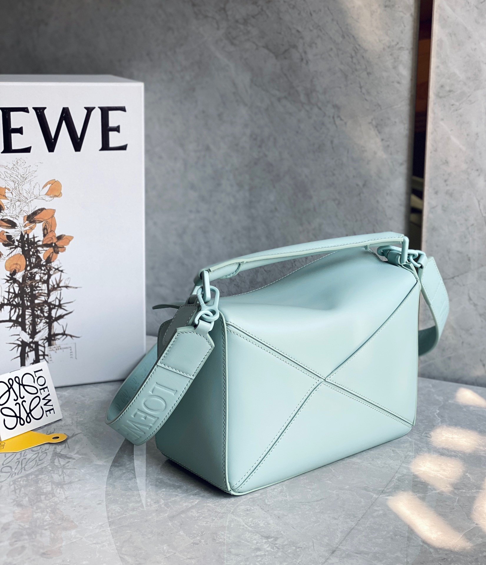 Loewe Puzzle Small Bag In Aquamarine Satin Calfskin 872