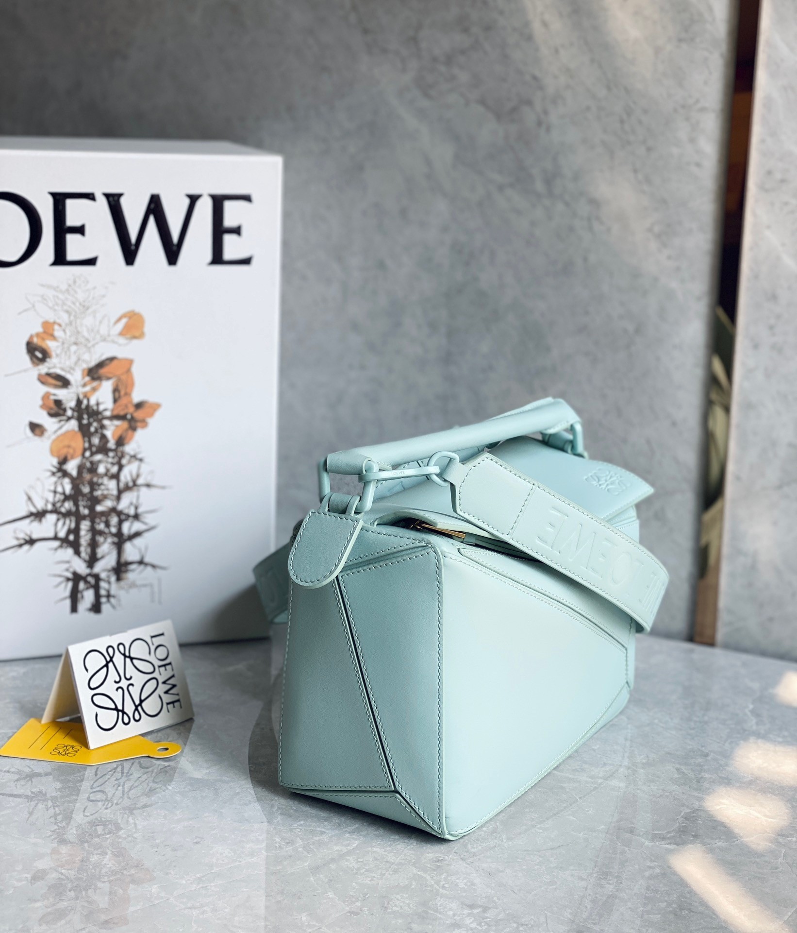 Loewe Puzzle Small Bag In Aquamarine Satin Calfskin 872