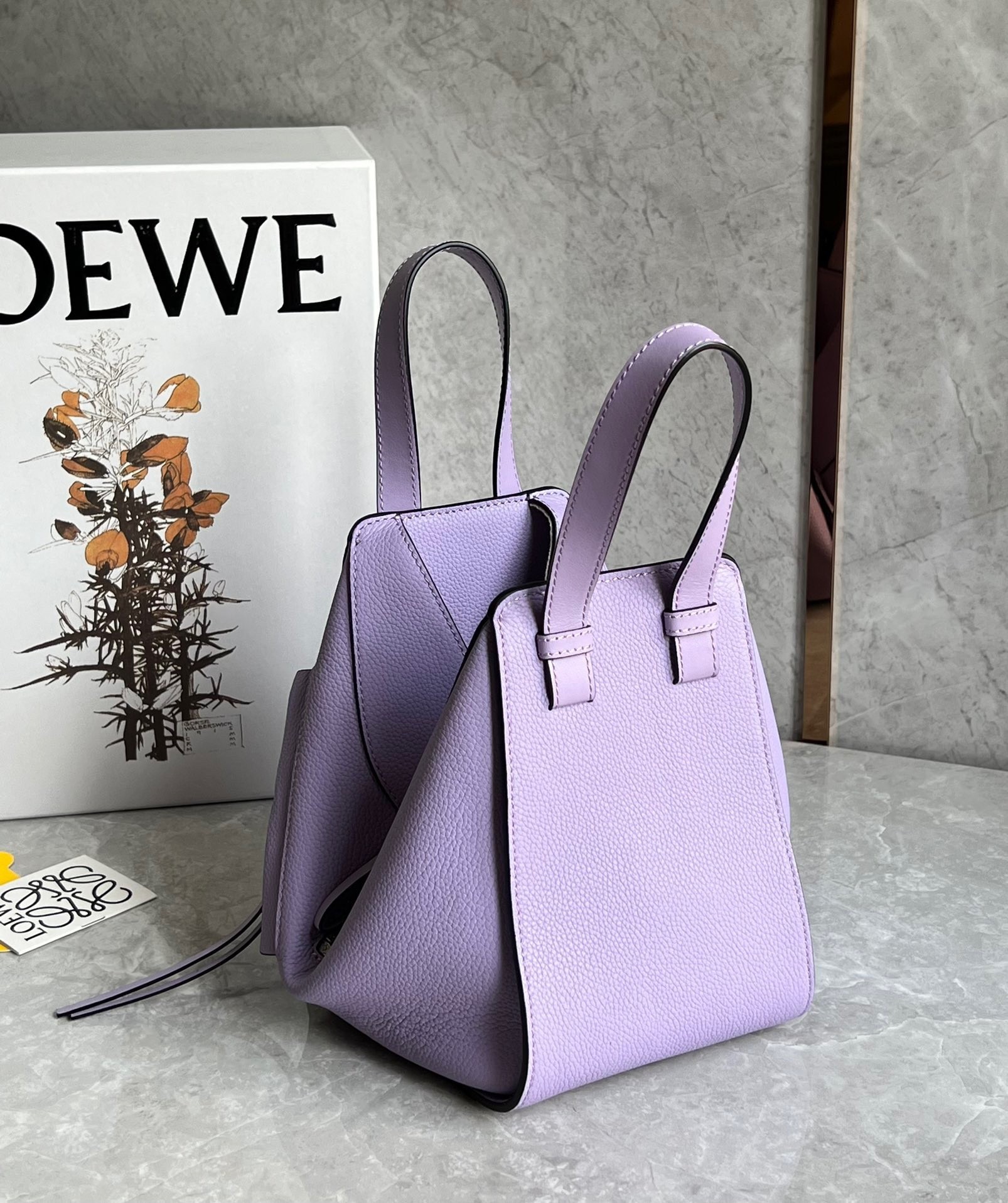 Loewe Compact Hammock Bag in Light Mauve Grained Calfskin 937