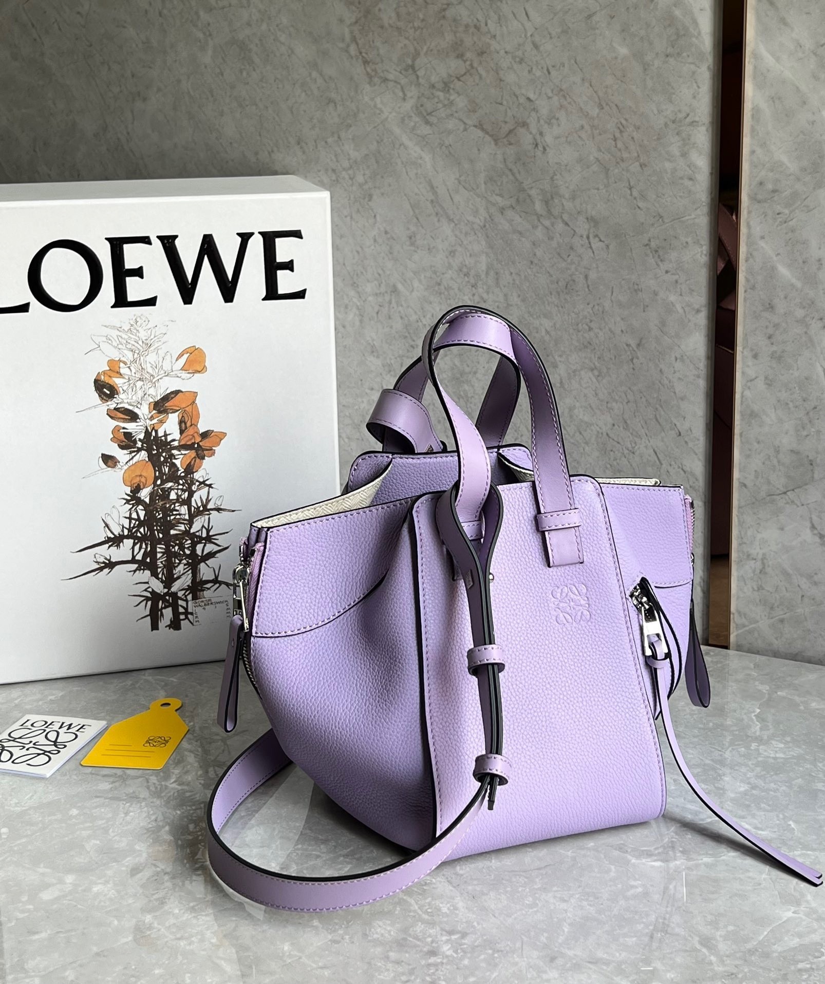 Loewe Compact Hammock Bag in Light Mauve Grained Calfskin 937