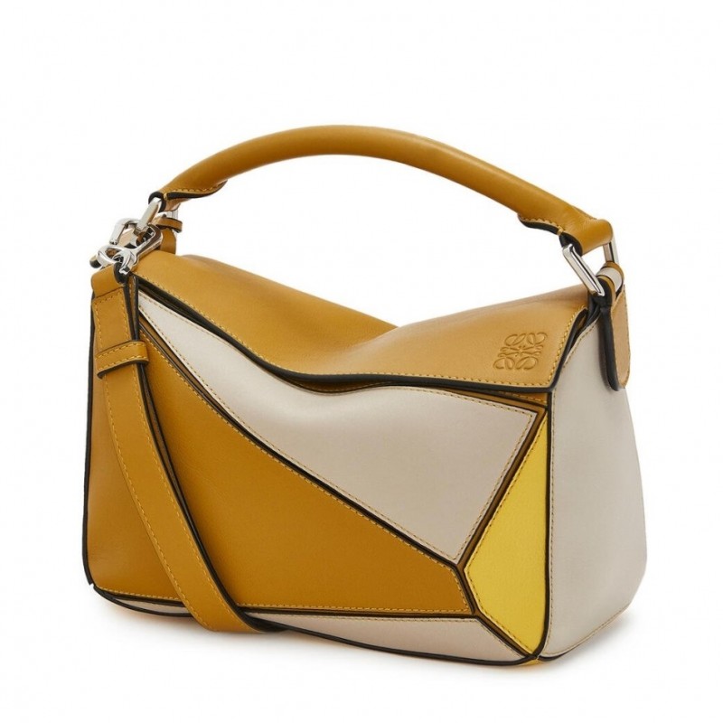 Loewe Small Puzzle Bag In Ochre/Yellow/Beige Calfskin 001