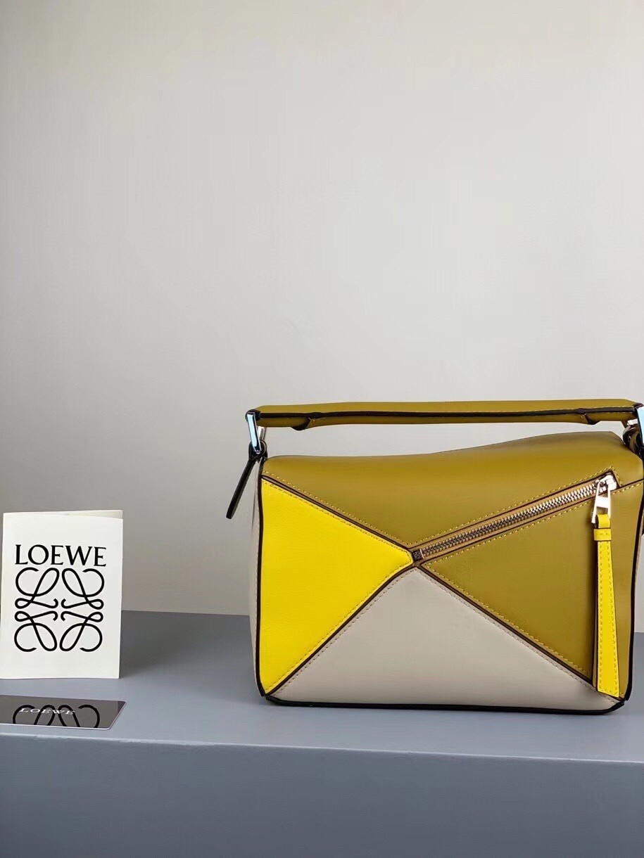 Loewe Small Puzzle Bag In Ochre/Yellow/Beige Calfskin 001