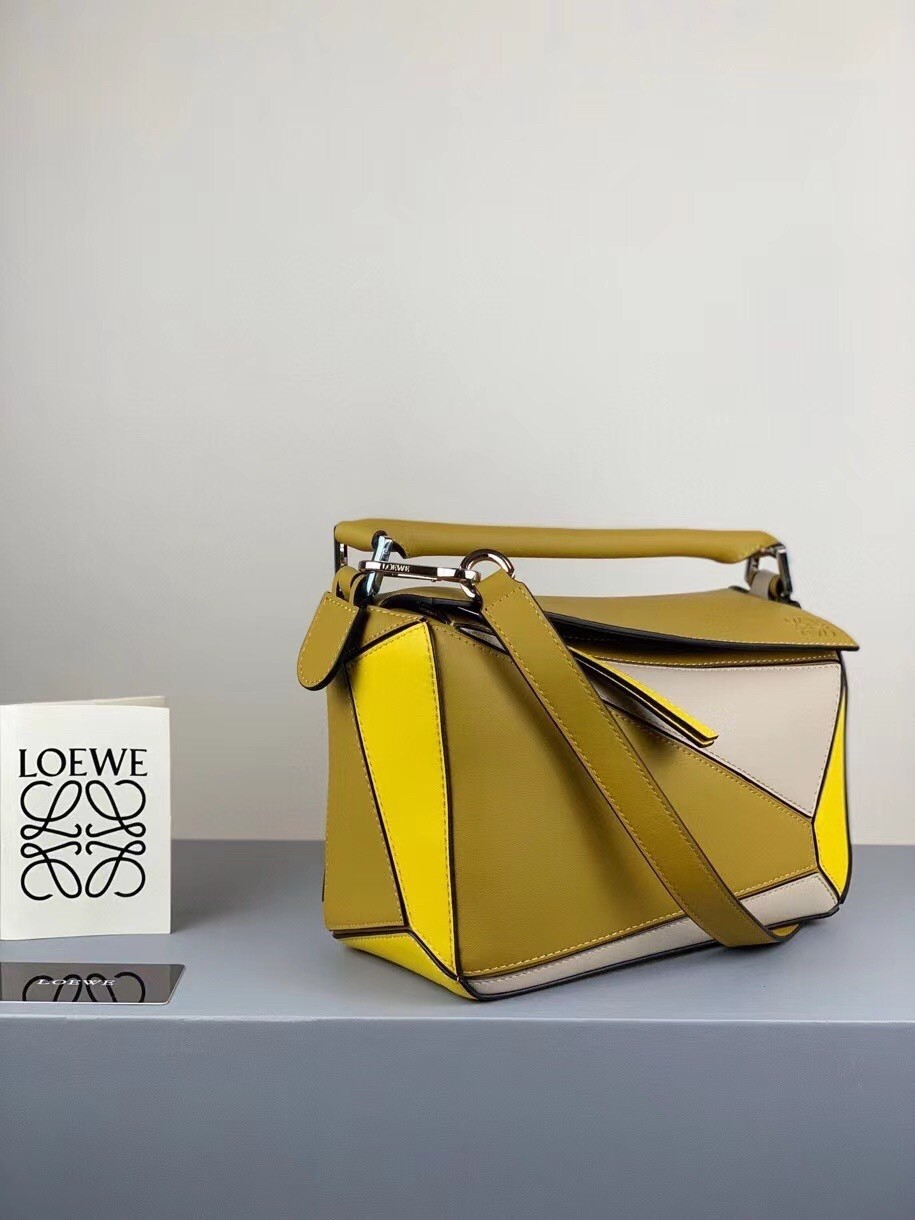 Loewe Small Puzzle Bag In Ochre/Yellow/Beige Calfskin 001