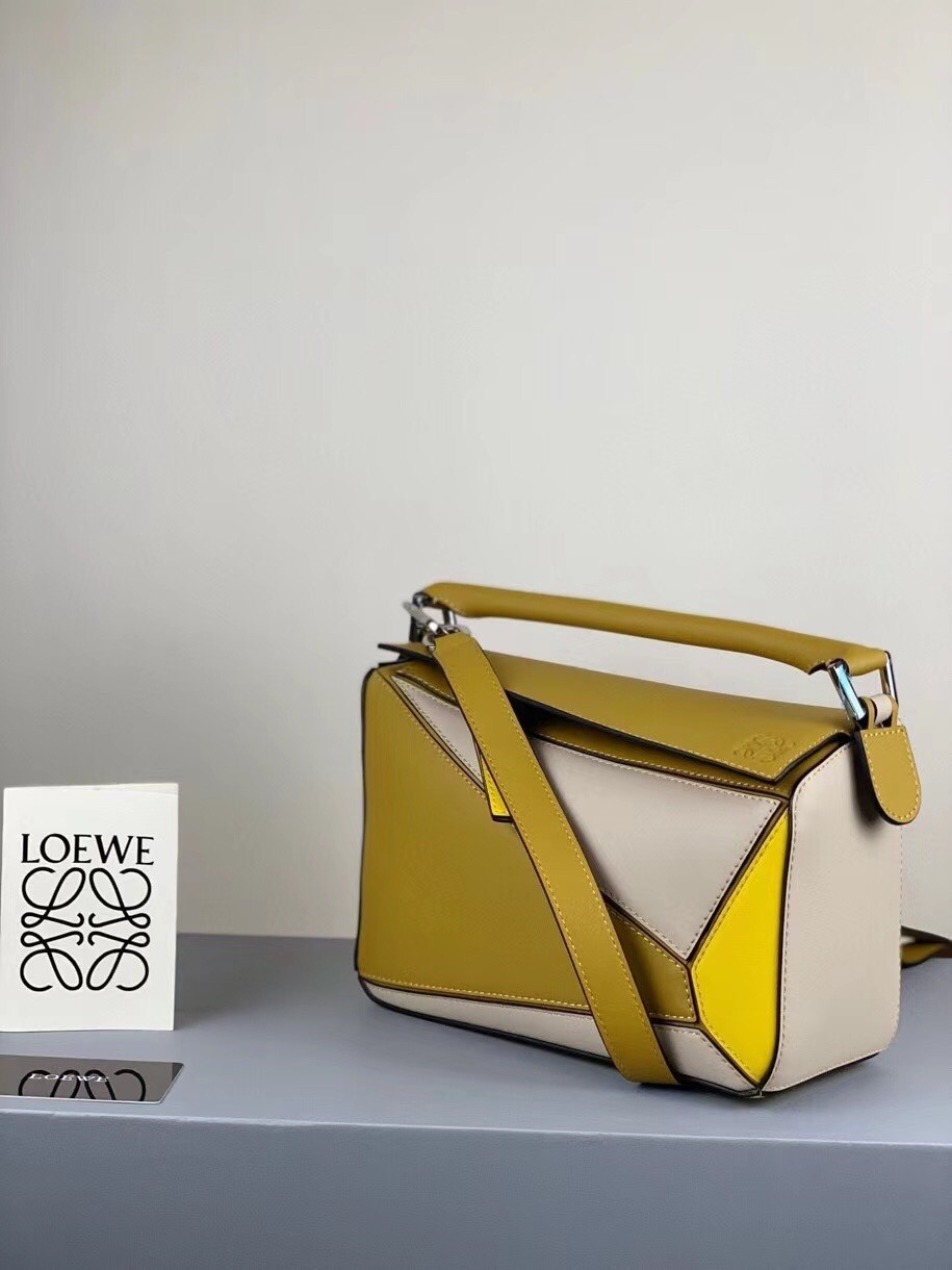 Loewe Small Puzzle Bag In Ochre/Yellow/Beige Calfskin 001