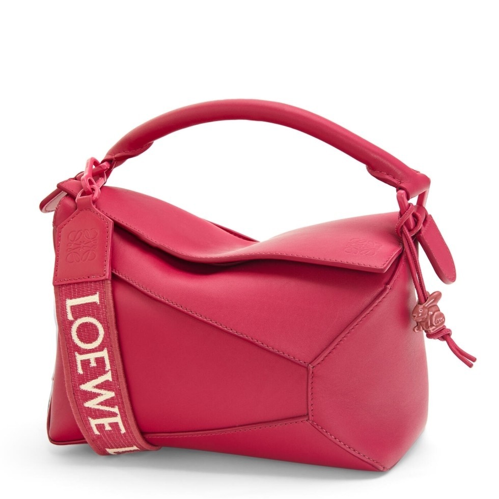 Loewe Puzzle Edge Small Bag In Ruby Red Satin Calfskin 124