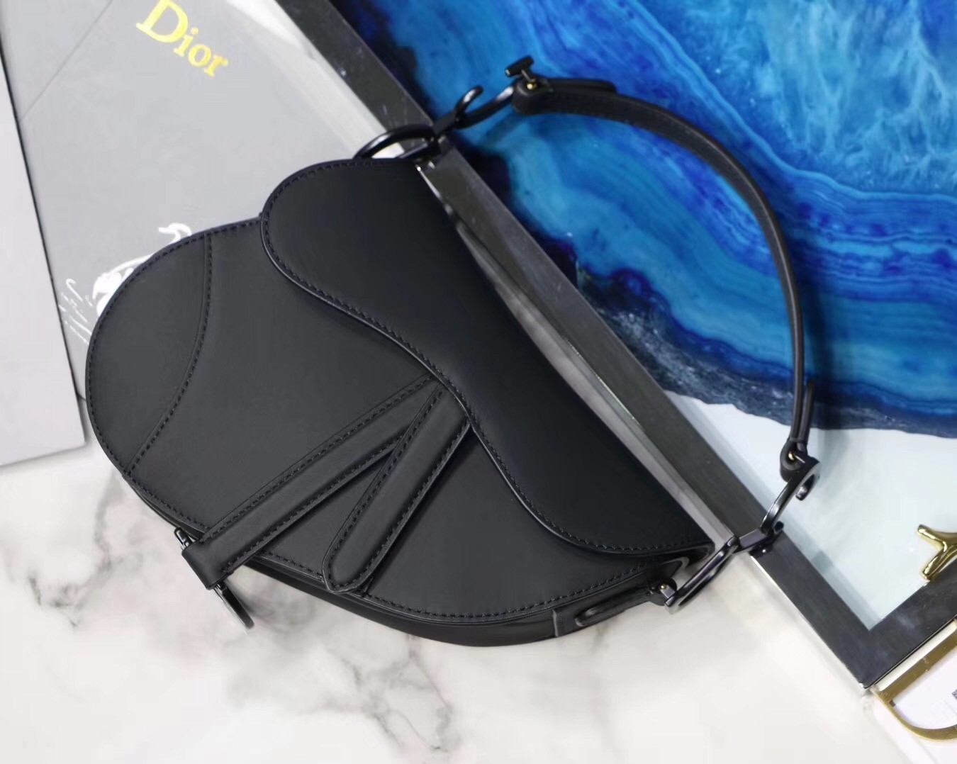 Dior Mini Saddle Bag In Black Ultra Matte Leather 189