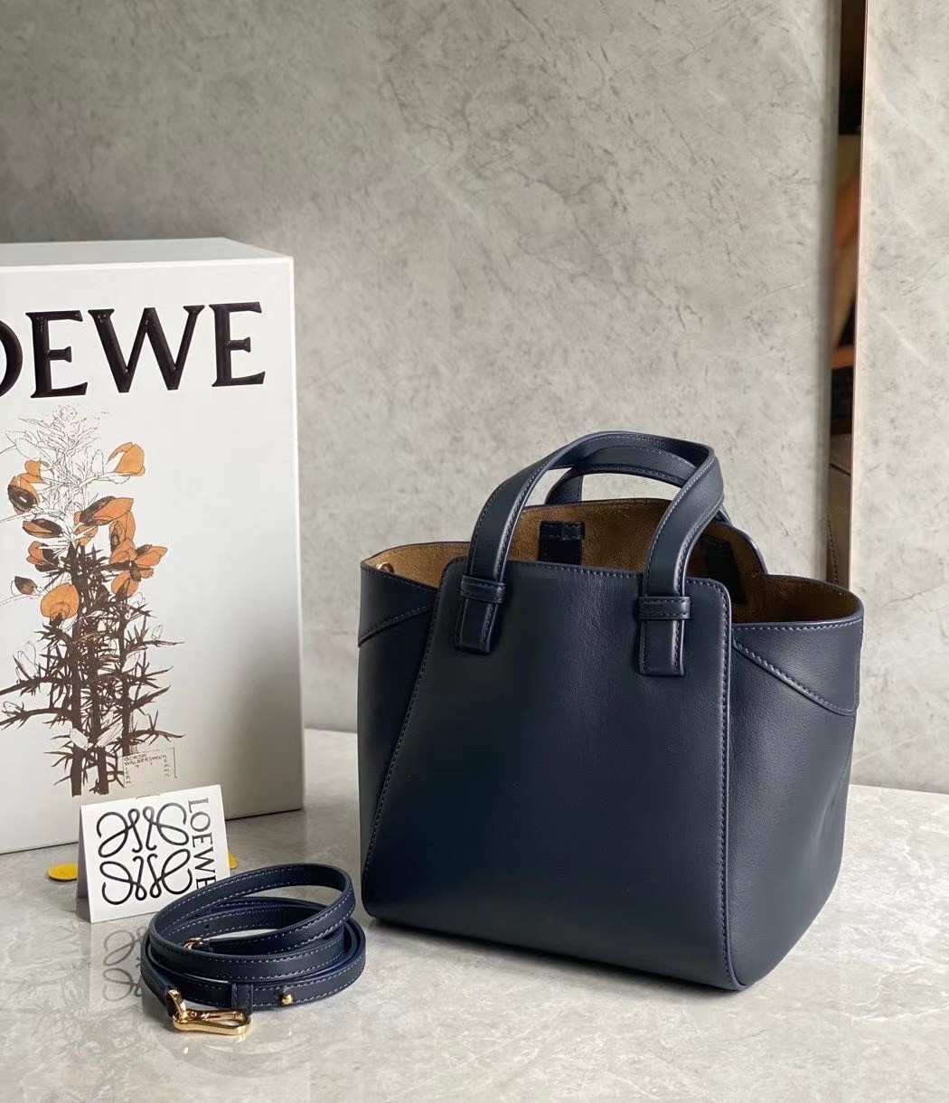 Loewe Hammock Nugget Bag In Navy Blue Calfskin 421