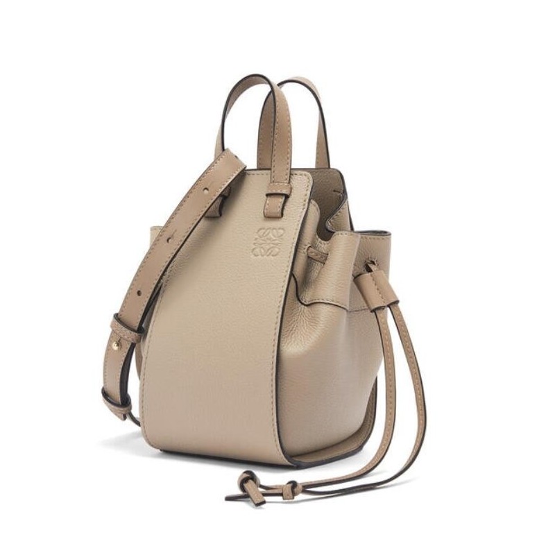 Loewe Mini Hammock Drawstring Bag In Sand Leather 483