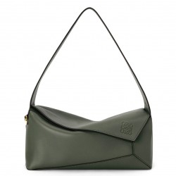 Loewe Puzzle Hobo Bag In Vintage Khaki Nappa Calfskin 515