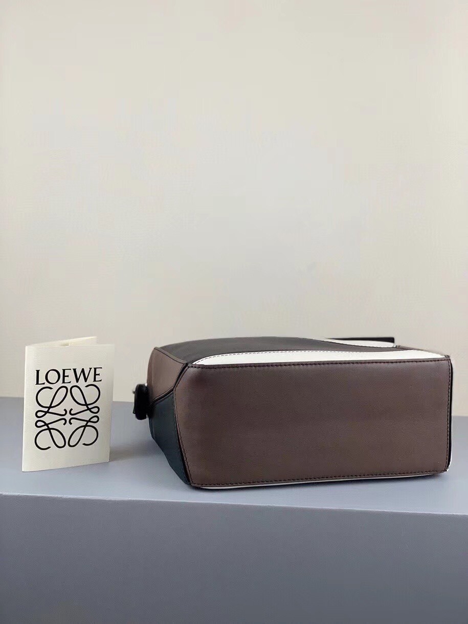 Loewe Small Puzzle Bag In Black/Taupe/White Calfskin 602