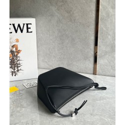 Loewe Mini Hammock Hobo Bag in Black Calfskin 009