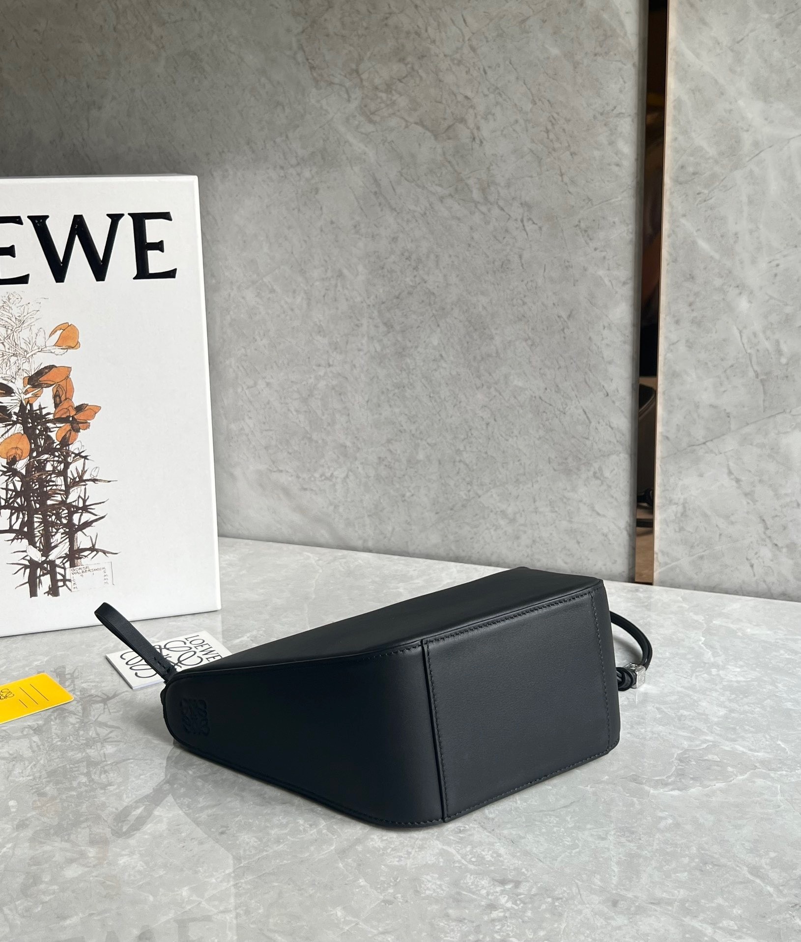 Loewe Mini Hammock Hobo Bag in Black Calfskin 009