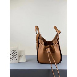 Loewe Mini Hammock Drawstring Bag In Brown Leather 076