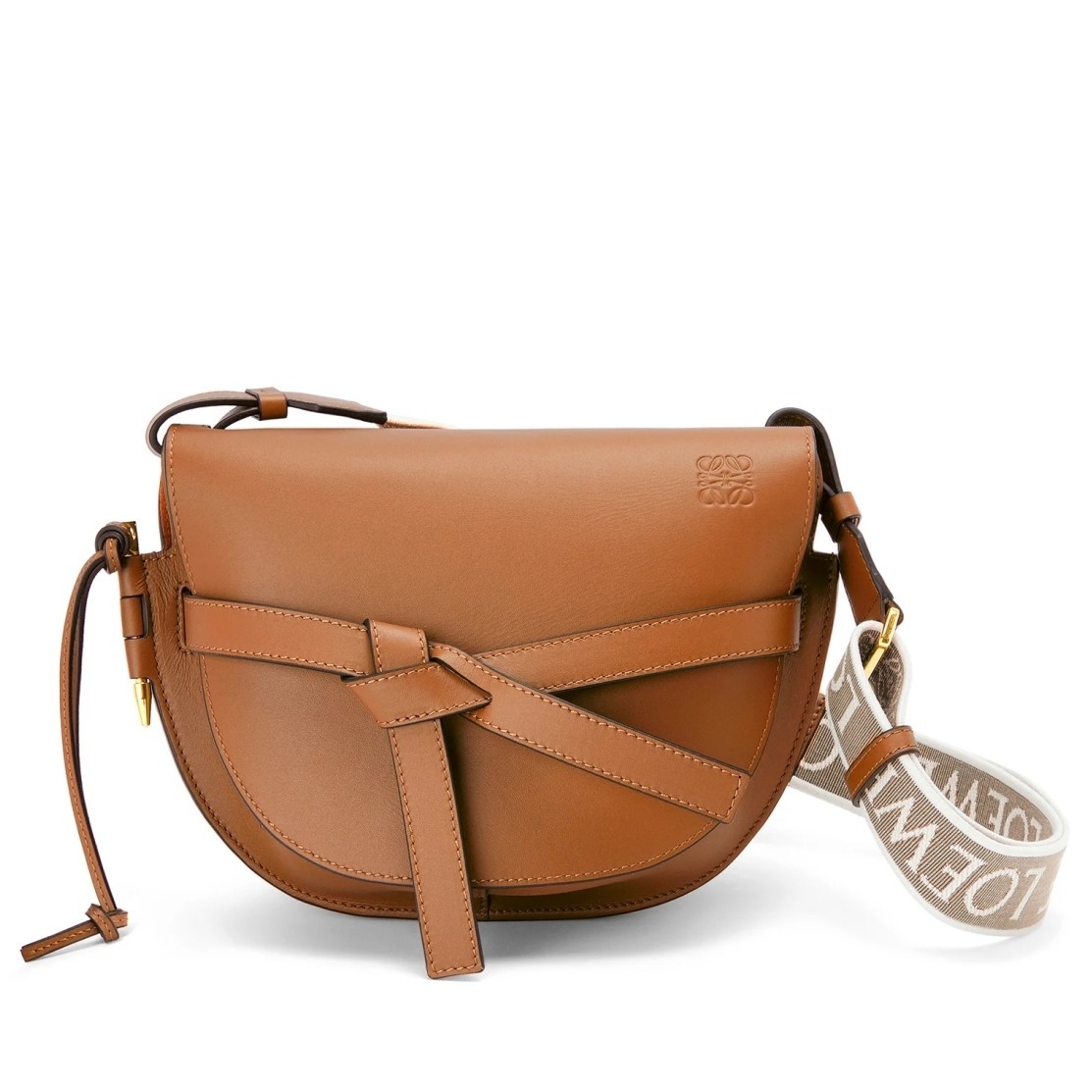 Loewe Small Gate Bag In Tan Calfskin and Jacquard 113