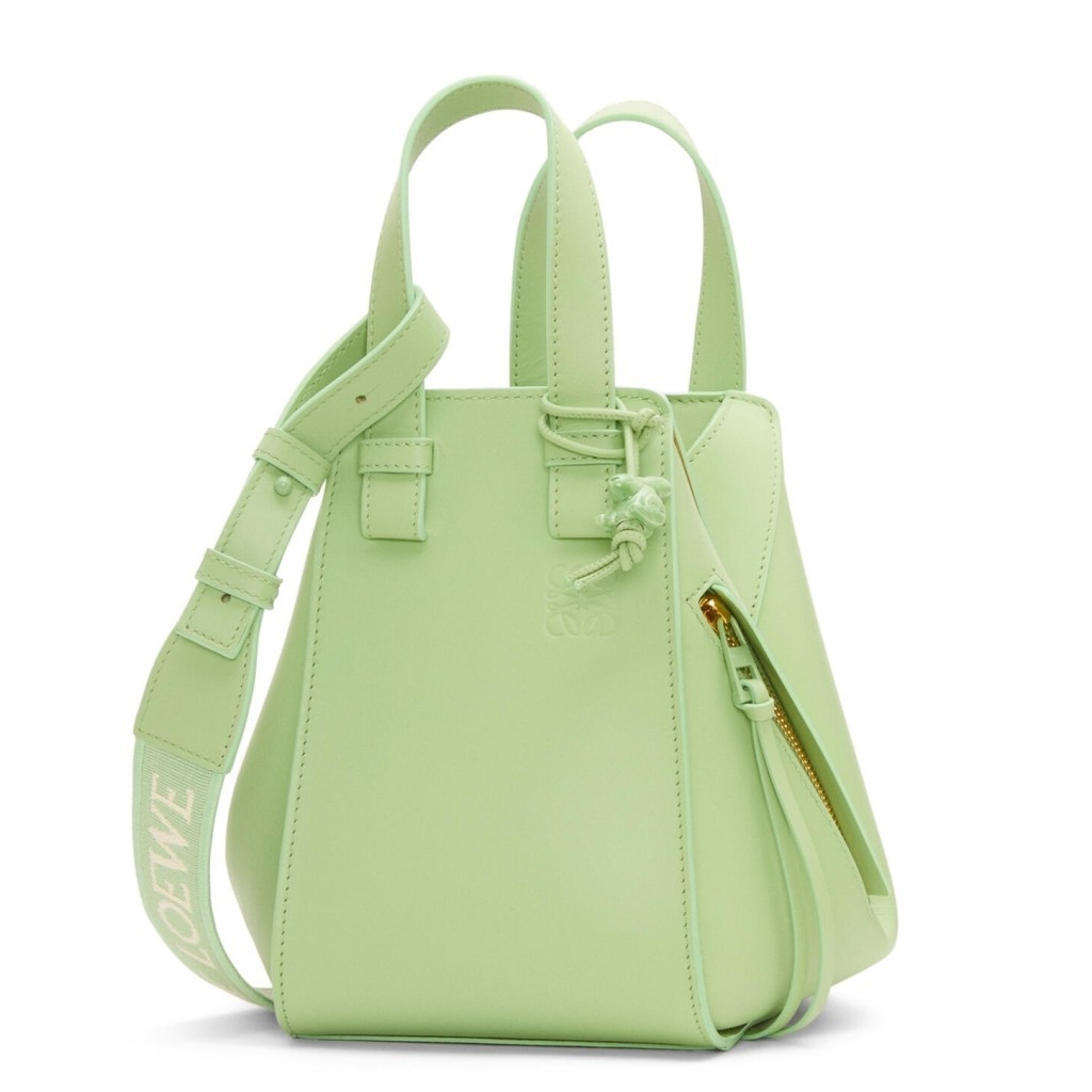 Loewe Compact Hammock Bag in Lime Green Satin Calfskin 555