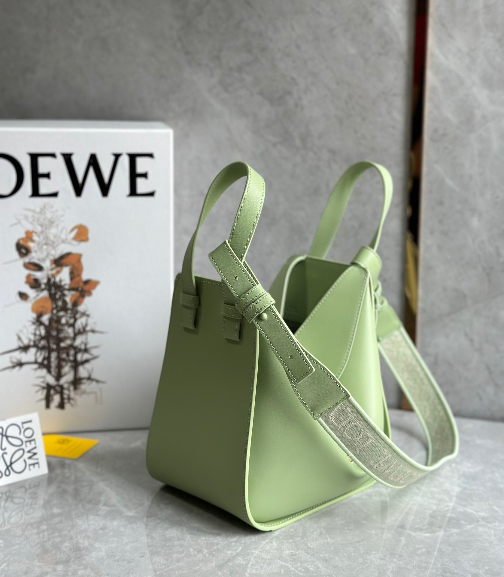 Loewe Compact Hammock Bag in Lime Green Satin Calfskin 555