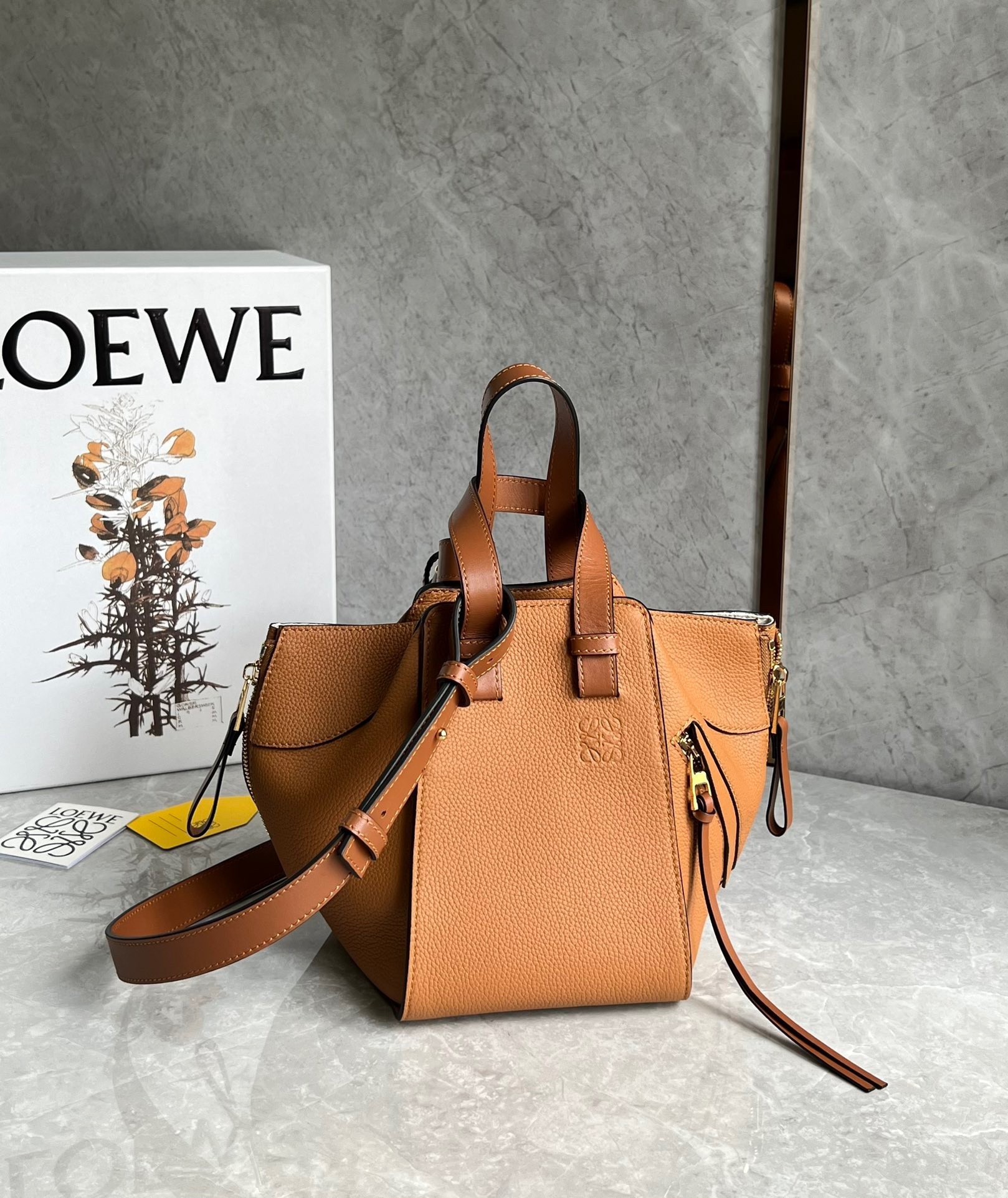 Loewe Compact Hammock Bag in Light Caramel Grained Calfskin 613