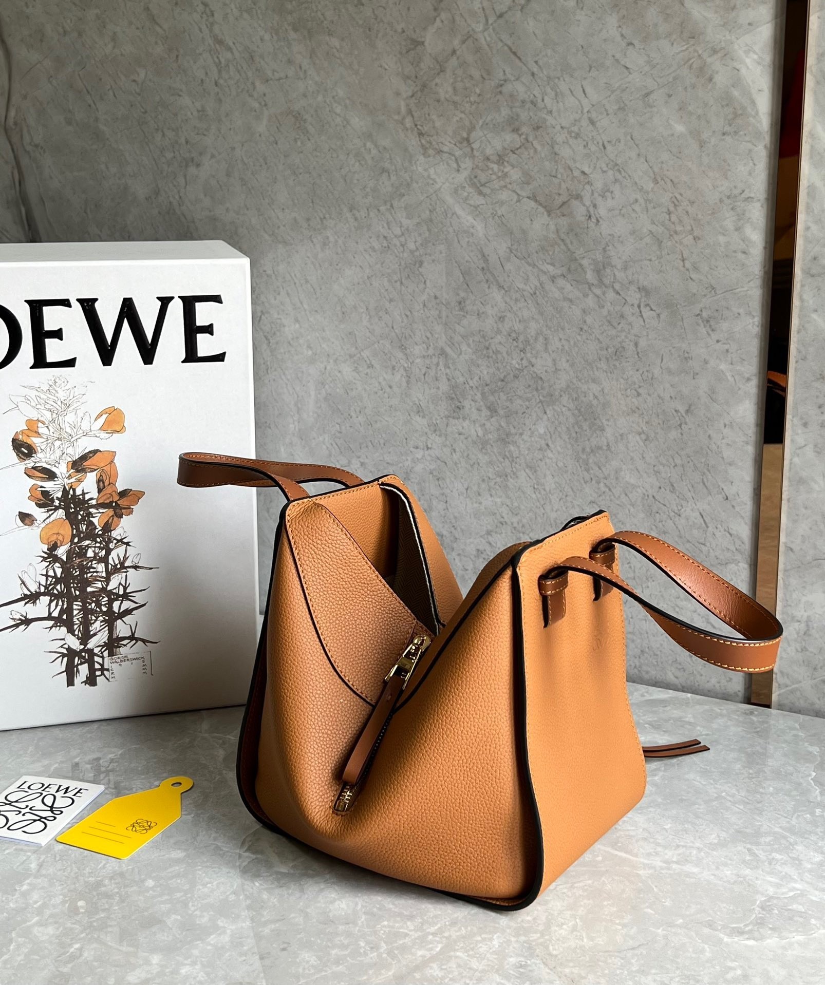 Loewe Compact Hammock Bag in Light Caramel Grained Calfskin 613