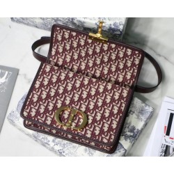 Dior 30 Montaigne Bag In Burgundy Oblique Jacquard Canvas 450