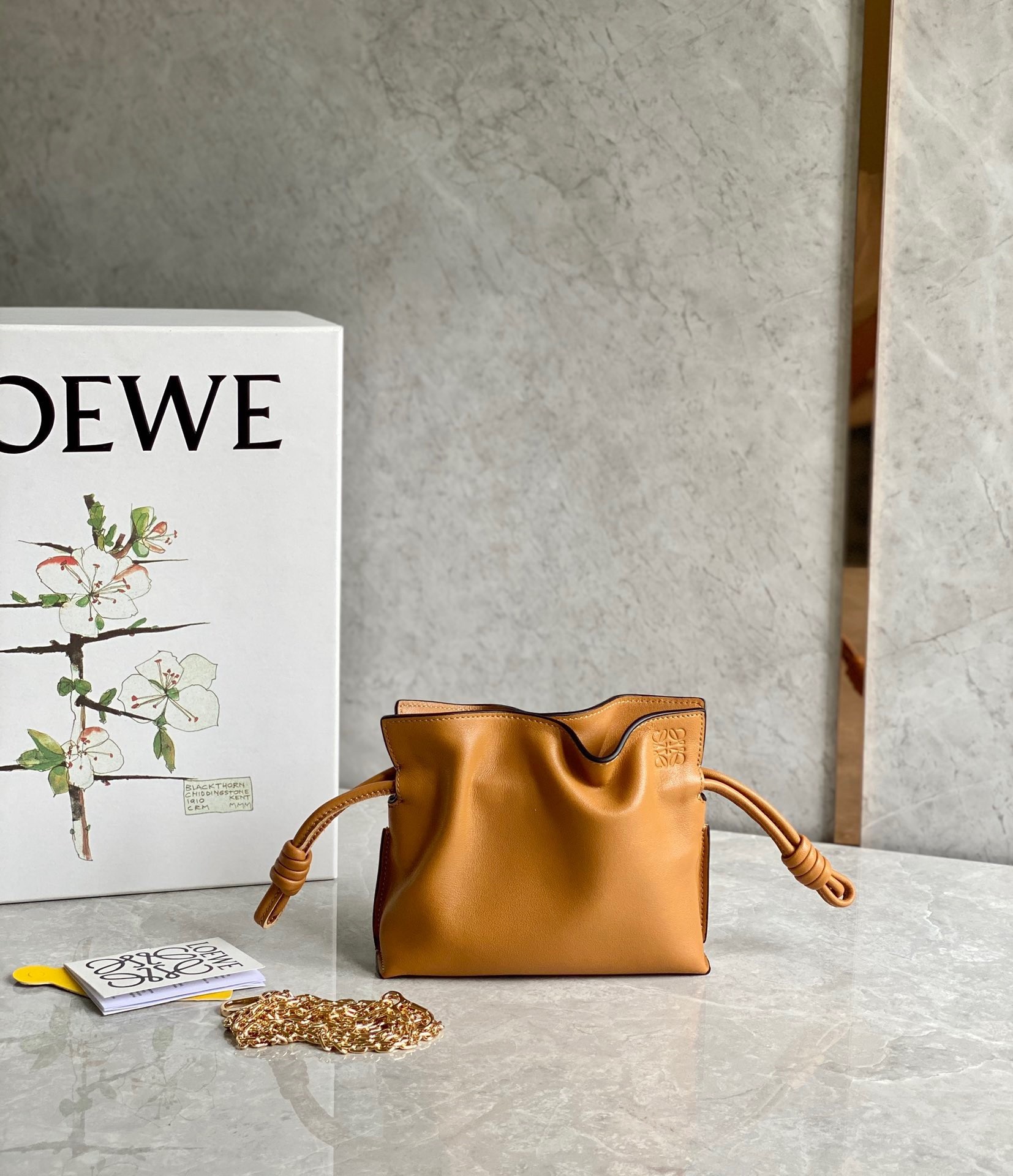 Loewe Flamenco Nano Clutch In Brown Nappa Leather 577