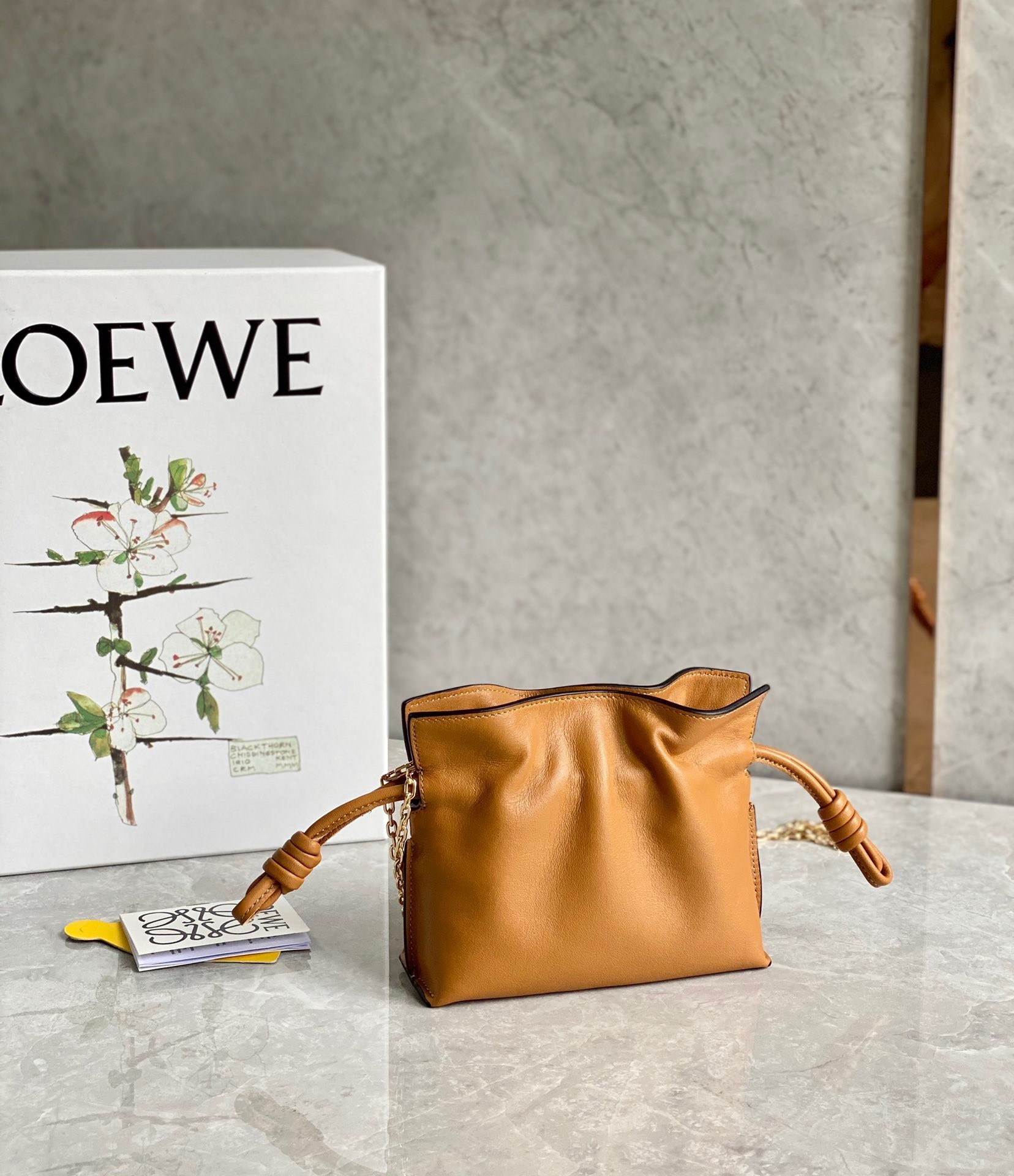 Loewe Flamenco Nano Clutch In Brown Nappa Leather 577