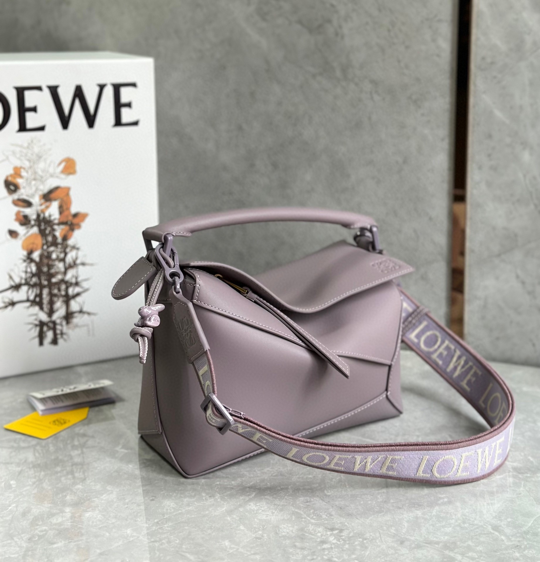 Loewe Puzzle Edge Small Bag In Pale Aubergine Satin Calfskin 451