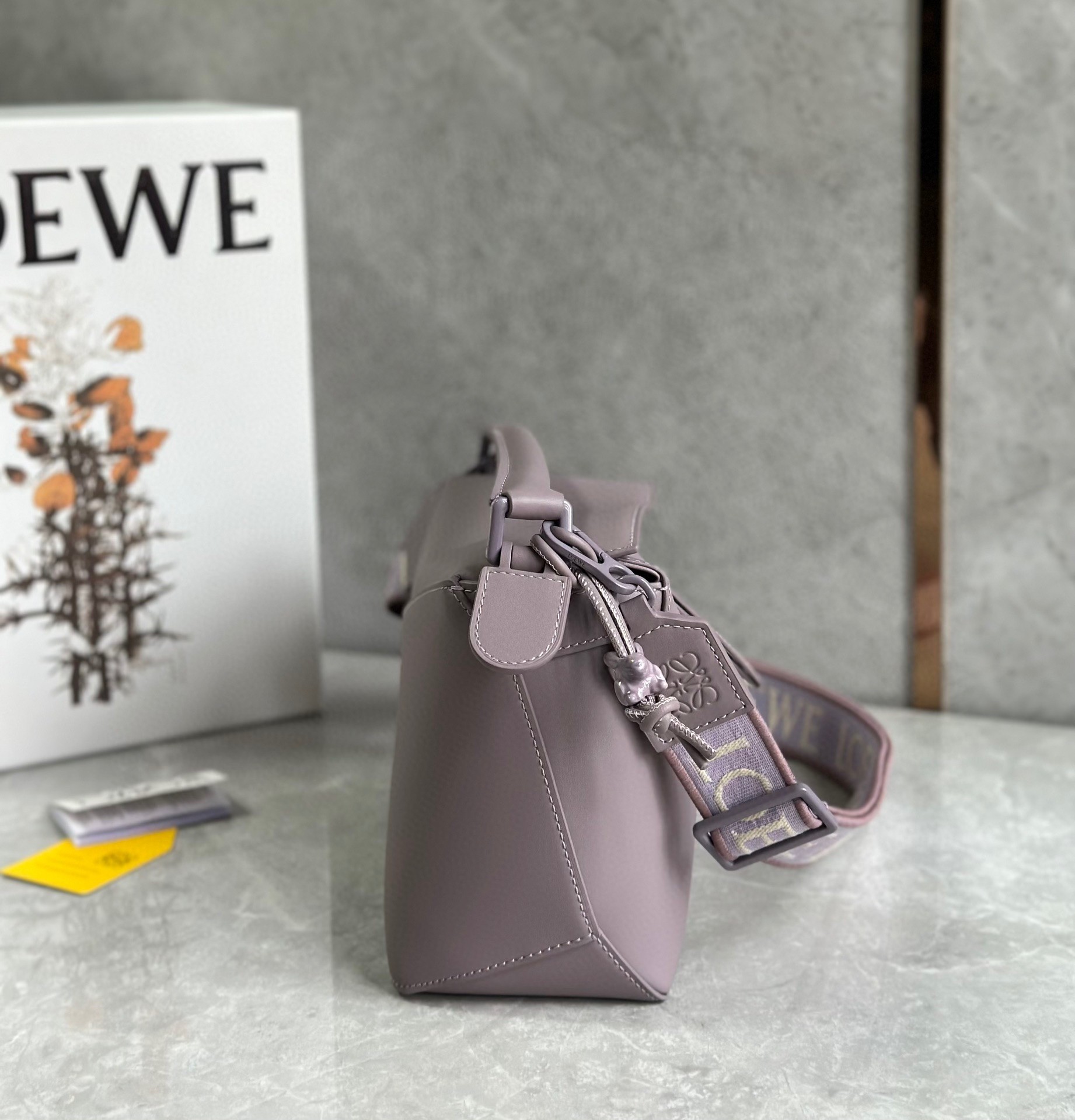 Loewe Puzzle Edge Small Bag In Pale Aubergine Satin Calfskin 451