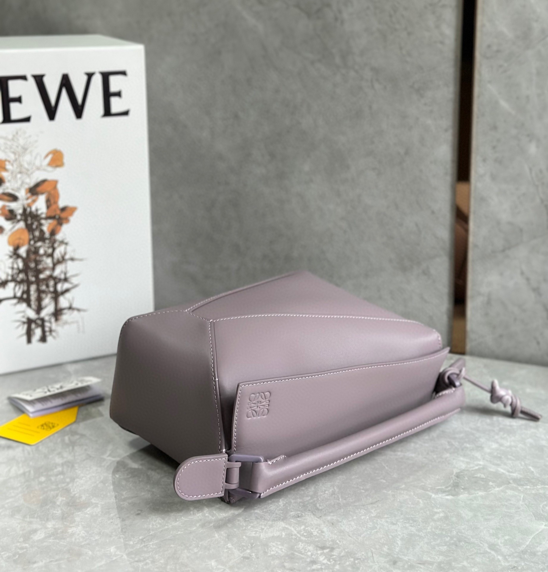 Loewe Puzzle Edge Small Bag In Pale Aubergine Satin Calfskin 451