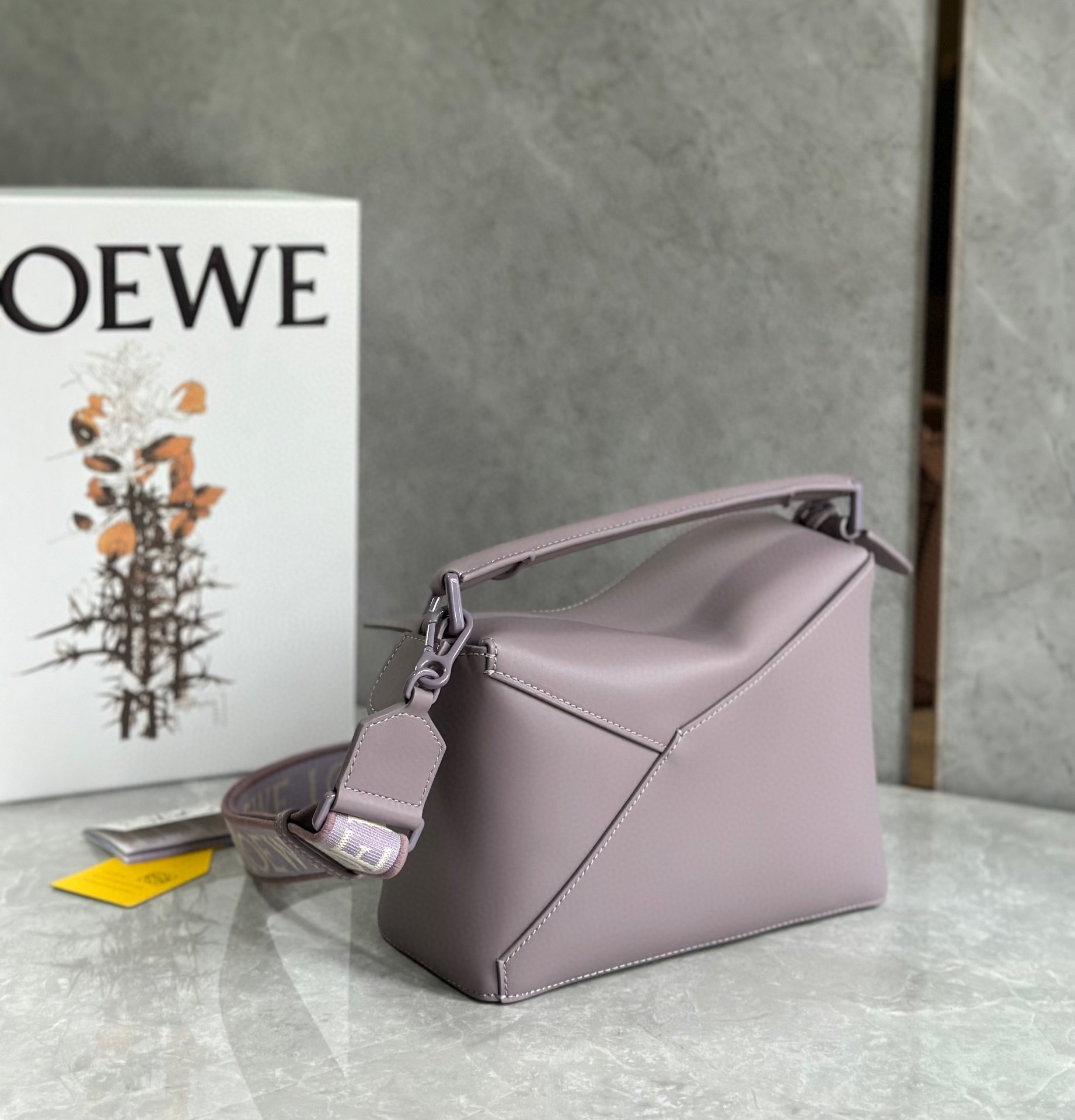 Loewe Puzzle Edge Small Bag In Pale Aubergine Satin Calfskin 451