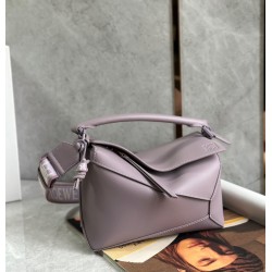 Loewe Puzzle Edge Small Bag In Pale Aubergine Satin Calfskin 451